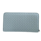 Bottega Veneta Intrecciato Leather Light Blue Round Zipper Long Wallet 1370 — view 3
