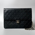 Chanel Quilted Chain Shoulder Bag Black Lambskin