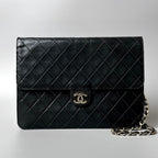 Chanel Quilted Chain Shoulder Bag Black Lambskin