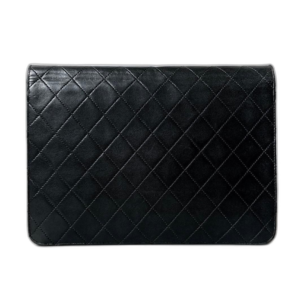 Chanel Quilted Chain Shoulder Bag Black Lambskin — view 2