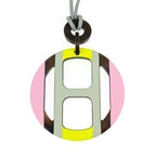 Hermes Necklace H Equipe Buffalo Horn Pink Gray Yellow Pendant — view 3
