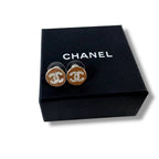 Chanel Coco Mark Rhinestone Earrings Gold Hardware Round Shape Circle — view 2