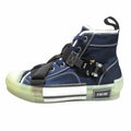 Dior High Top Logo Buckle Cut Sneakers Shoes 36 Navy