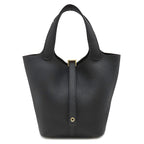Hermes Handbag Picotin Lock 18 PM Taurillon Clemence Black Gold