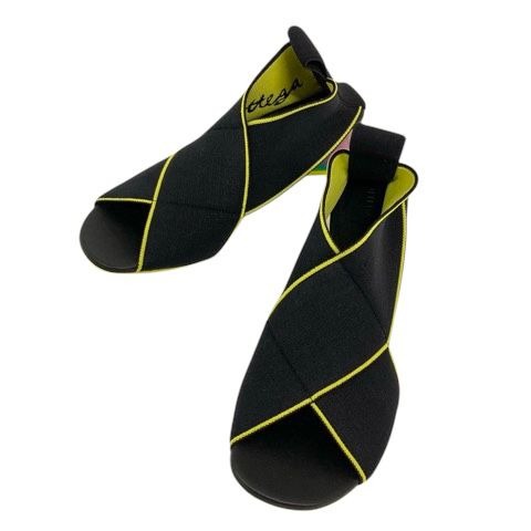 Bottega Veneta Sandals Shoes Jacket Logo Chunky Heel 35.5 Black Yellow
