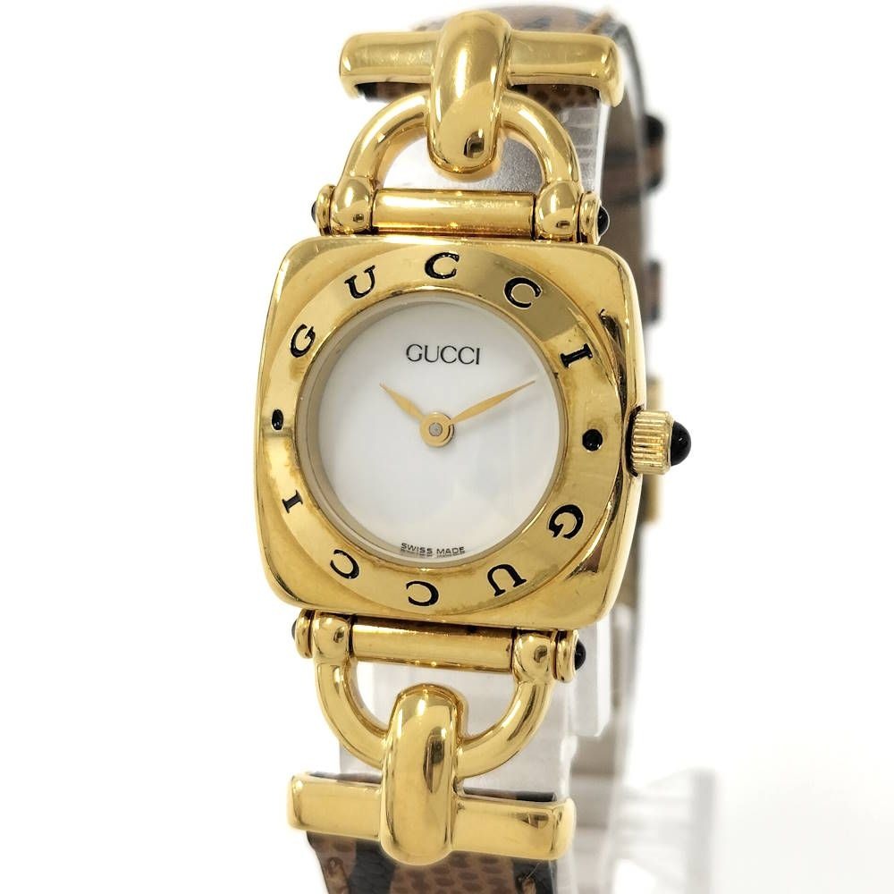 Gucci Watch Horsebit Leather Belt SS Quartz White Dial