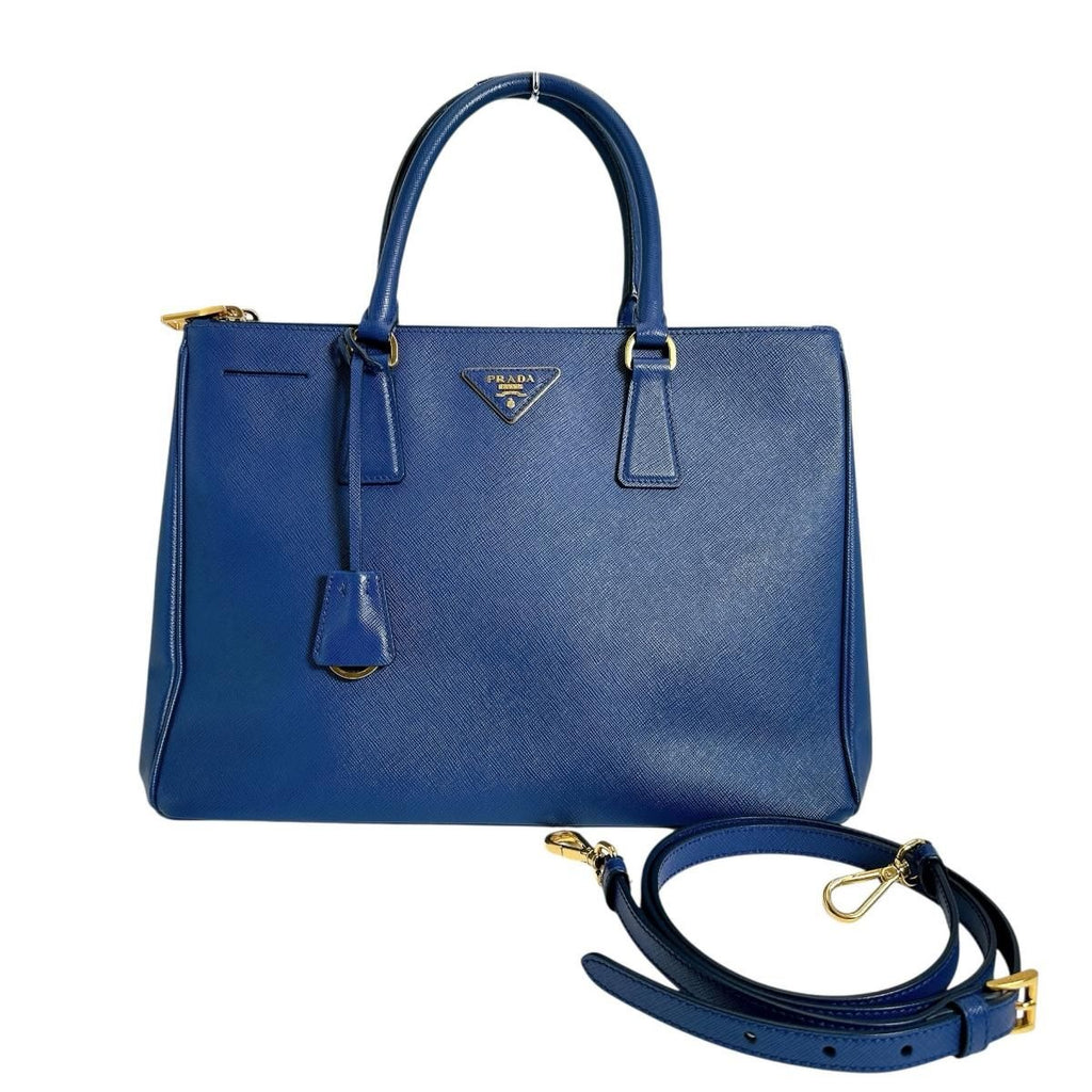 Prada 1 Ba786 Saffiano Shoulder Bag Galleria Handbag Blue