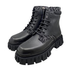 Fendi Ankle Boots Zucca Pattern Lace Up 7 U1458 6 Sizes Leather FF Logo Black