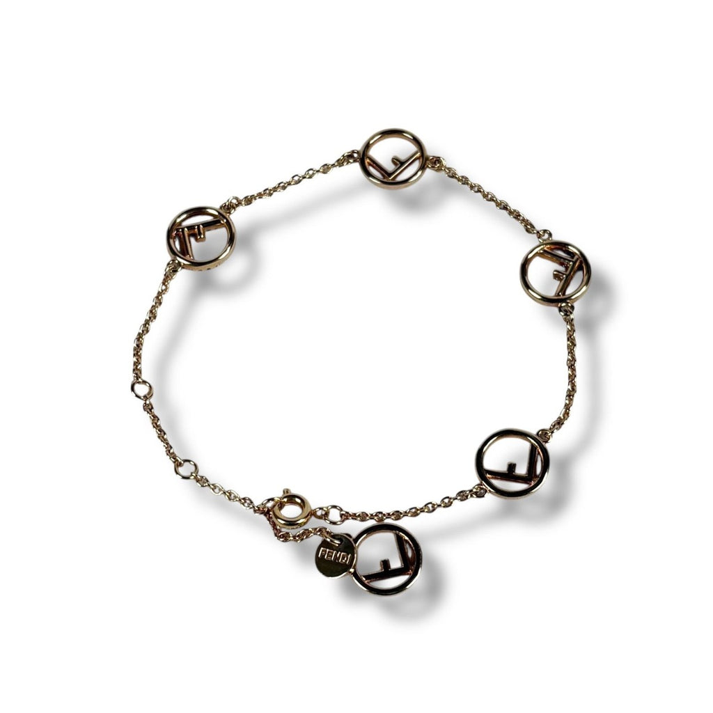 Fendi F's Logo Bracelet Rhinestone Pink Gold — view 3