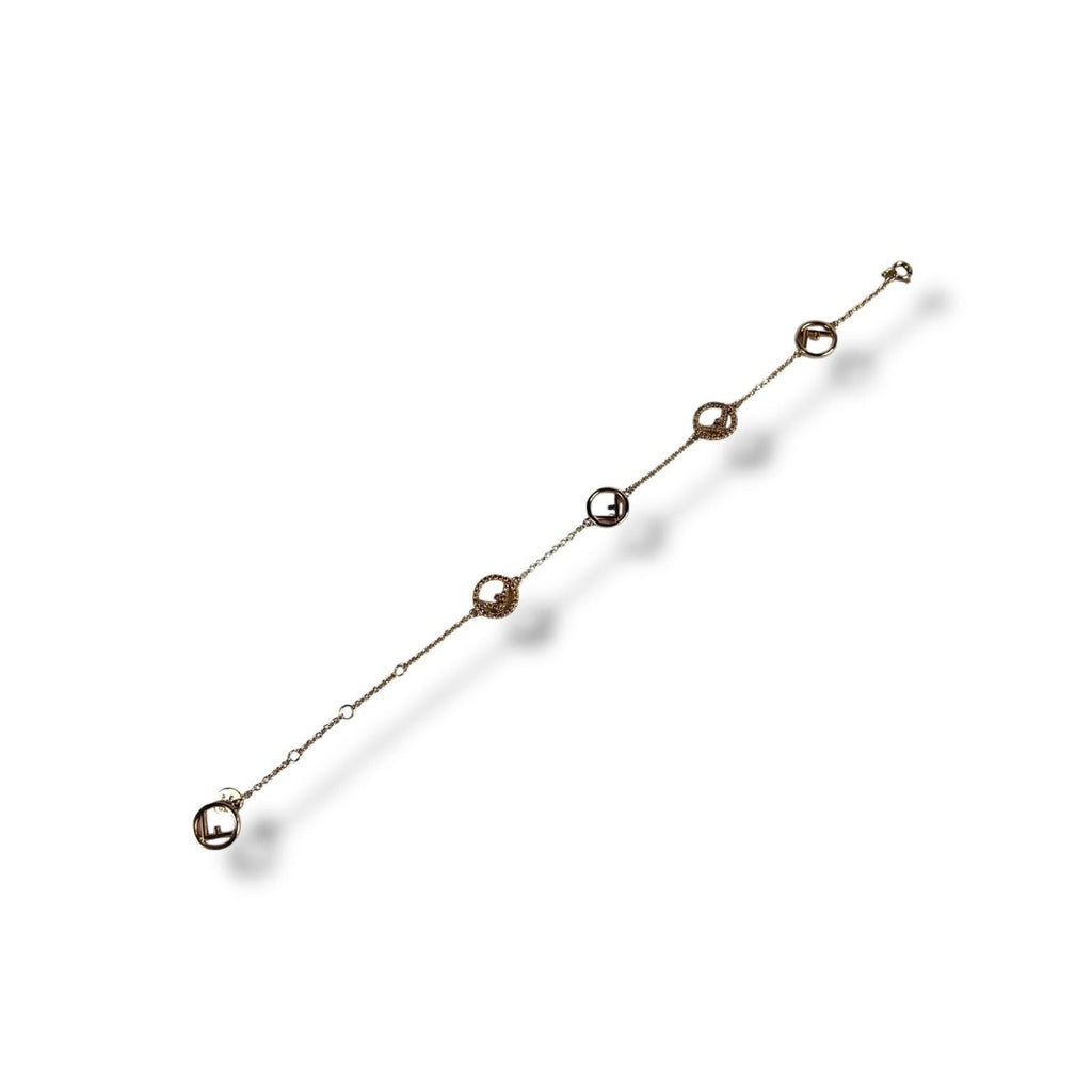 Fendi F's Logo Bracelet Rhinestone Pink Gold — view 4
