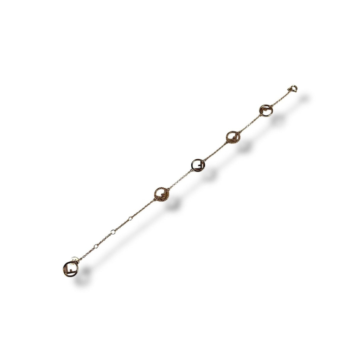 Fendi F's Logo Bracelet Rhinestone Pink Gold — view 4