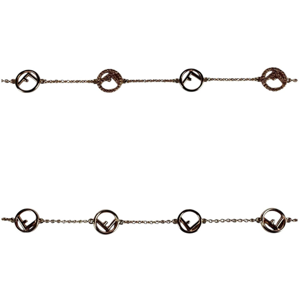 Fendi F's Logo Bracelet Rhinestone Pink Gold — view 6