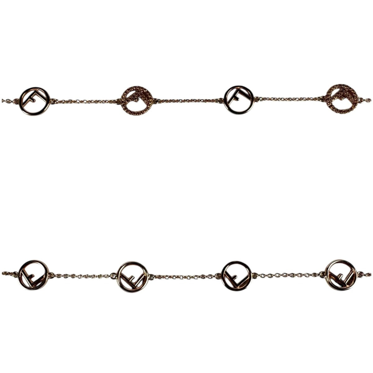 Fendi F's Logo Bracelet Rhinestone Pink Gold — view 6
