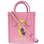 Gucci Bananya Collaboration Leather 2-way Handbag Pink 0727