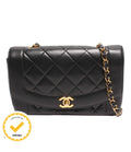 Chanel Chain Shoulder Bag Gold CC Logo Lambskin Quilted Diana Flap 22