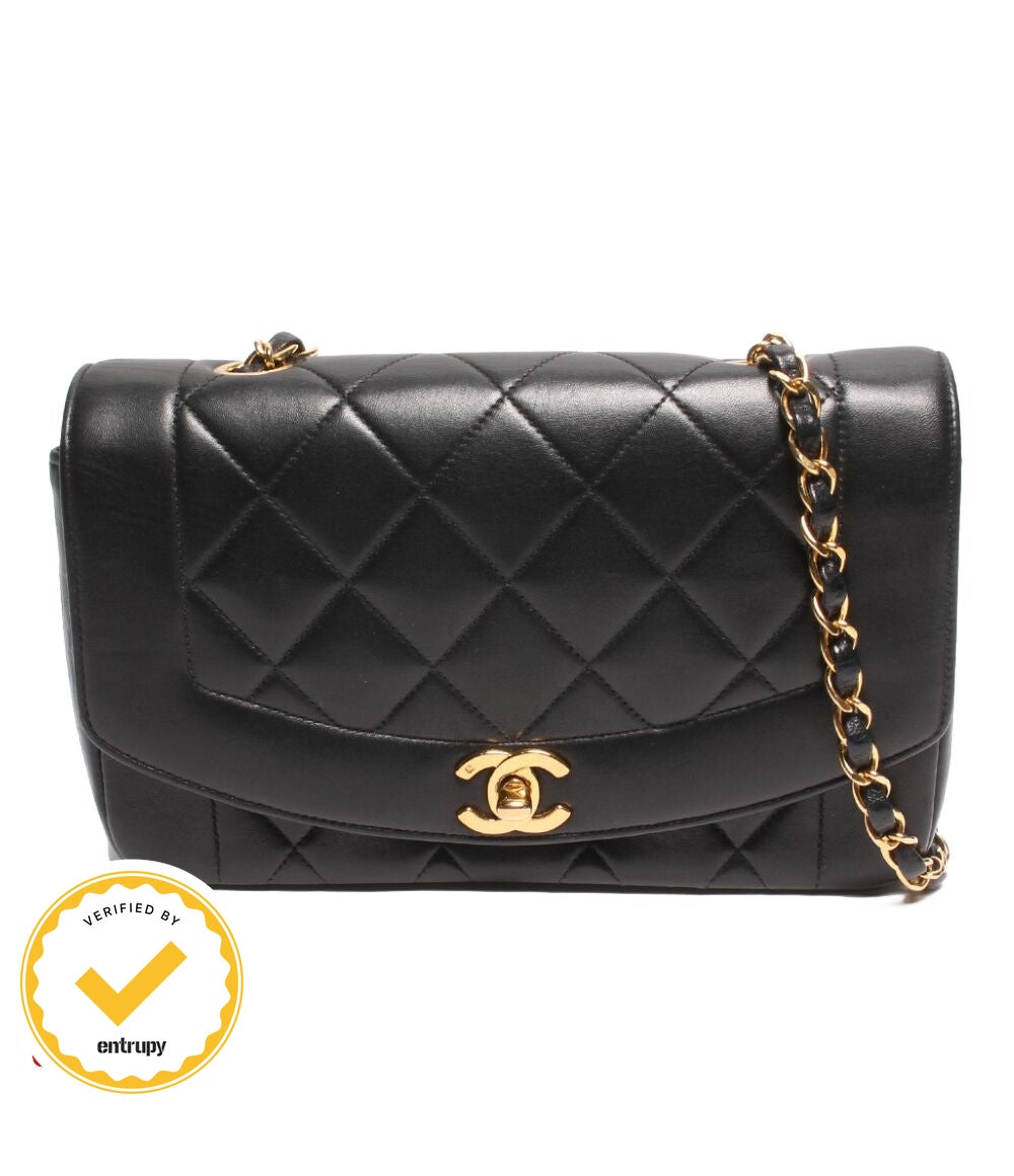 Chanel Chain Shoulder Bag Gold CC Logo Lambskin Quilted Diana Flap 22