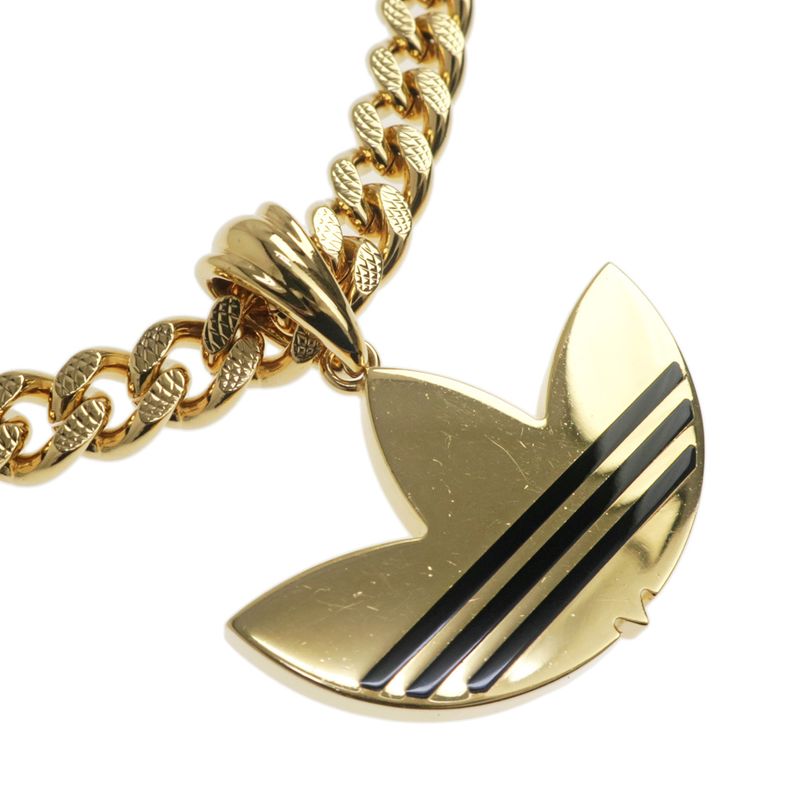 Gucci Adidas Collaboration Necklace Trefoil Golmette Chain Gold Black — view 5