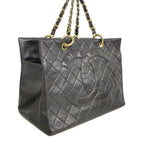 Chanel Chain Tote Quilted Lambskin Black Gold — view 2
