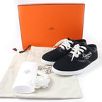 Hermes Innocent Leather Logo Patch Lace Up Low Cut Sneakers Black 36.5 Handbag — view 2