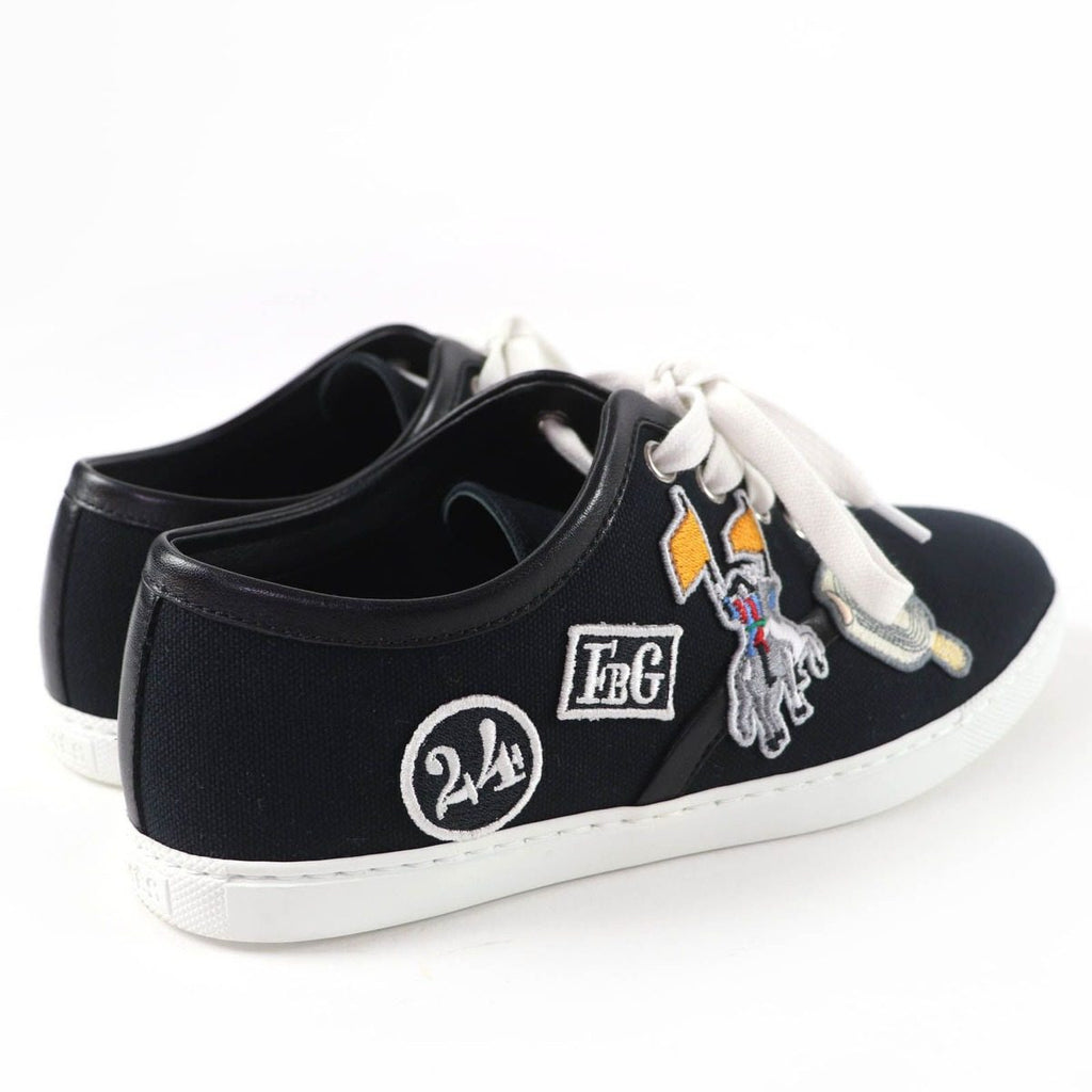 Hermes Innocent Leather Logo Patch Lace Up Low Cut Sneakers Black 36.5 Handbag — view 3
