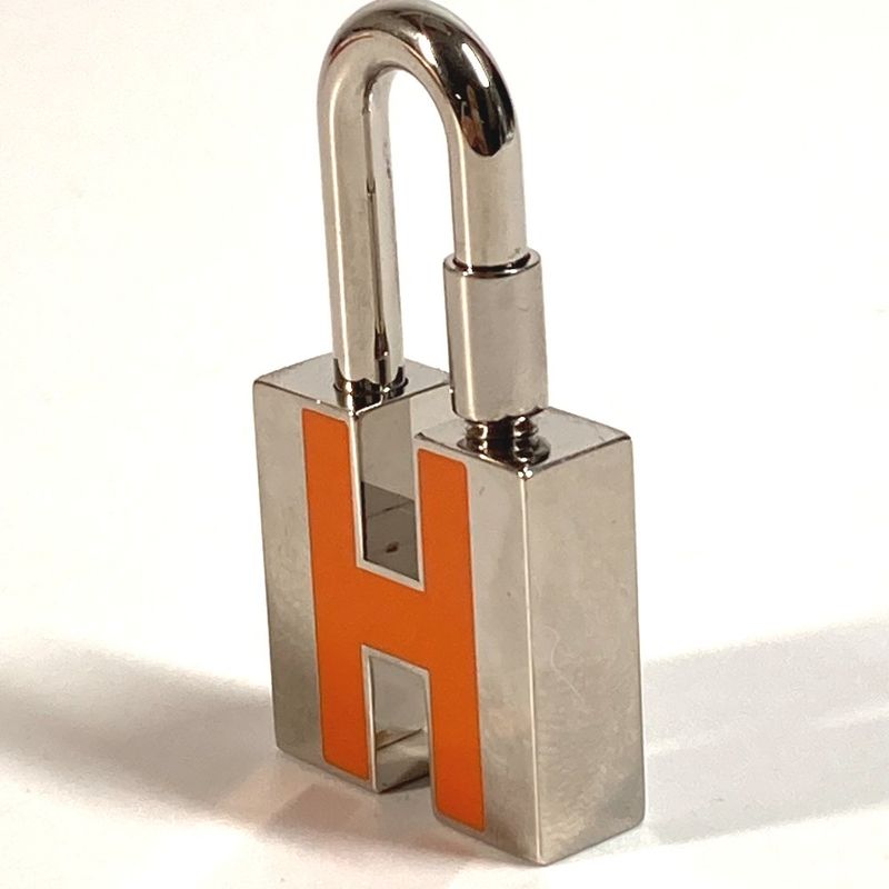 Hermes Pendant Top Cadenna Padlock Charm H Logo Key Metal Silver — view 3