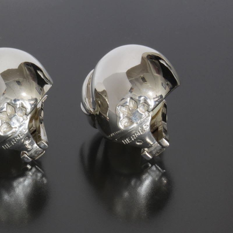 Hermes Apple Motif Earrings Silver 925 Vintage E1397 — view 3