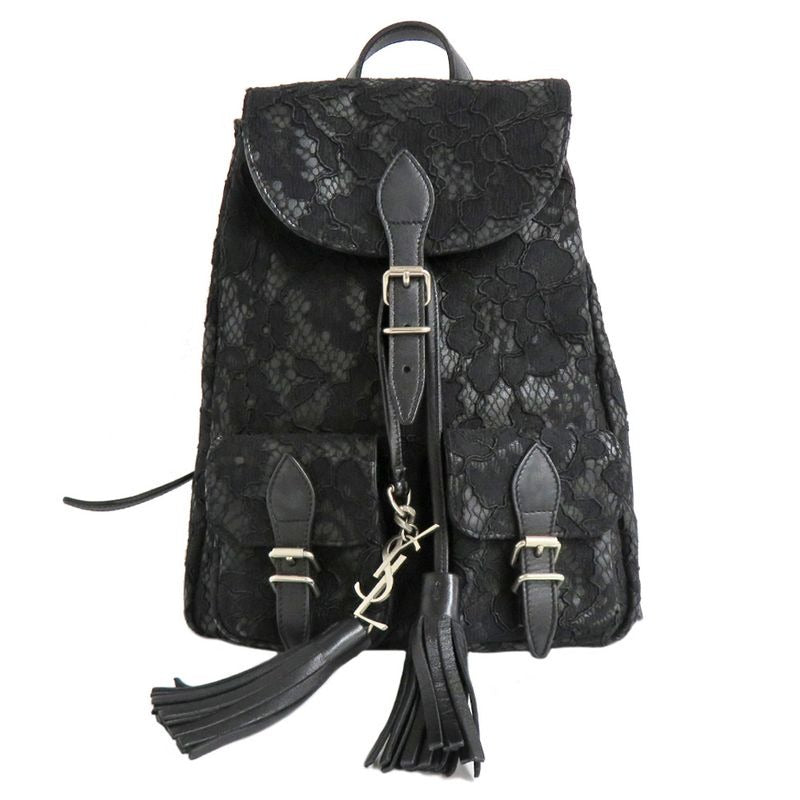 Saint Laurent Rucksack Festival Backpack Lace Black Fringe