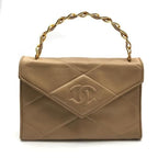Chanel Quilted Chain Hand Bag Beige
