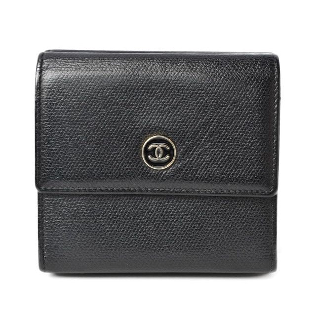 Chanel 4128 Bifold Wallet Leather Black Cles Deuce