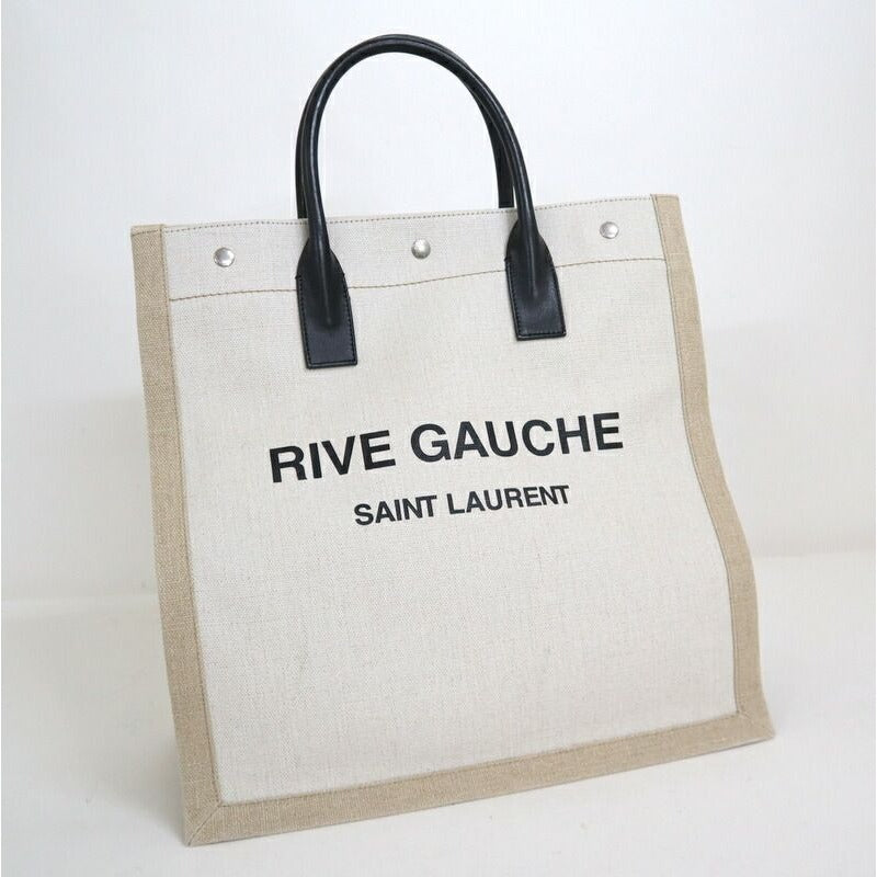 Saint Laurent Rivego Chute Bag Canvas Leather Beige Off White Off-white X Black
