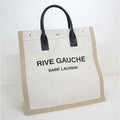 Saint Laurent Rivego Chute Bag Canvas Leather Beige Off White Off-white X Black