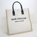 Saint Laurent Rivego Chute Bag Canvas Leather Beige Off White Off-white X Black