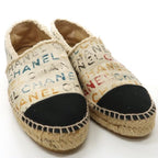 Chanel Espadrilles Linen 39 Hemp Logo Slip-on Flat Shoes
