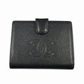 Chanel Caviar Leather Coco Mark Wallet Bifold Black AA