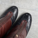 Chanel Quilted Coco Mark Zip Up Boots Leather Brown Black Bicolor 37 C — view 3