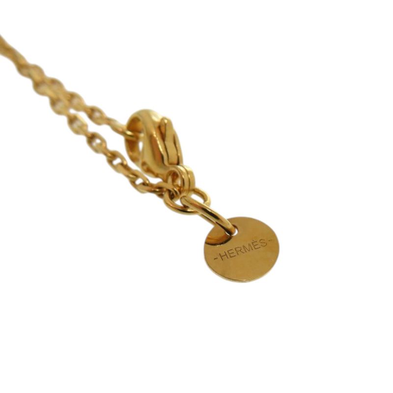 Hermes Ace Of Hearts Leather Metal Brown Necklace 1758 — view 9