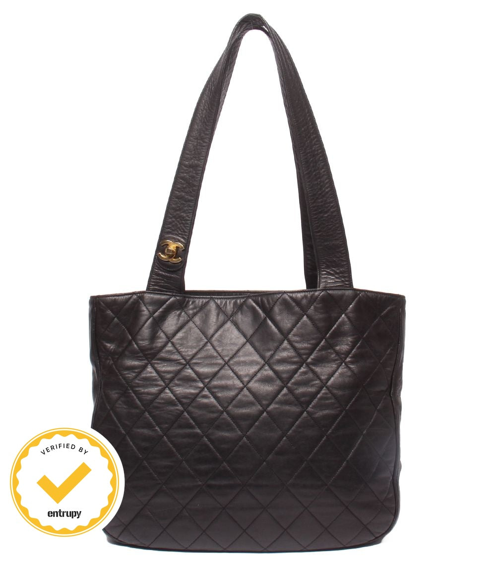 Chanel Tote Shoulder Bag Gold Quilted