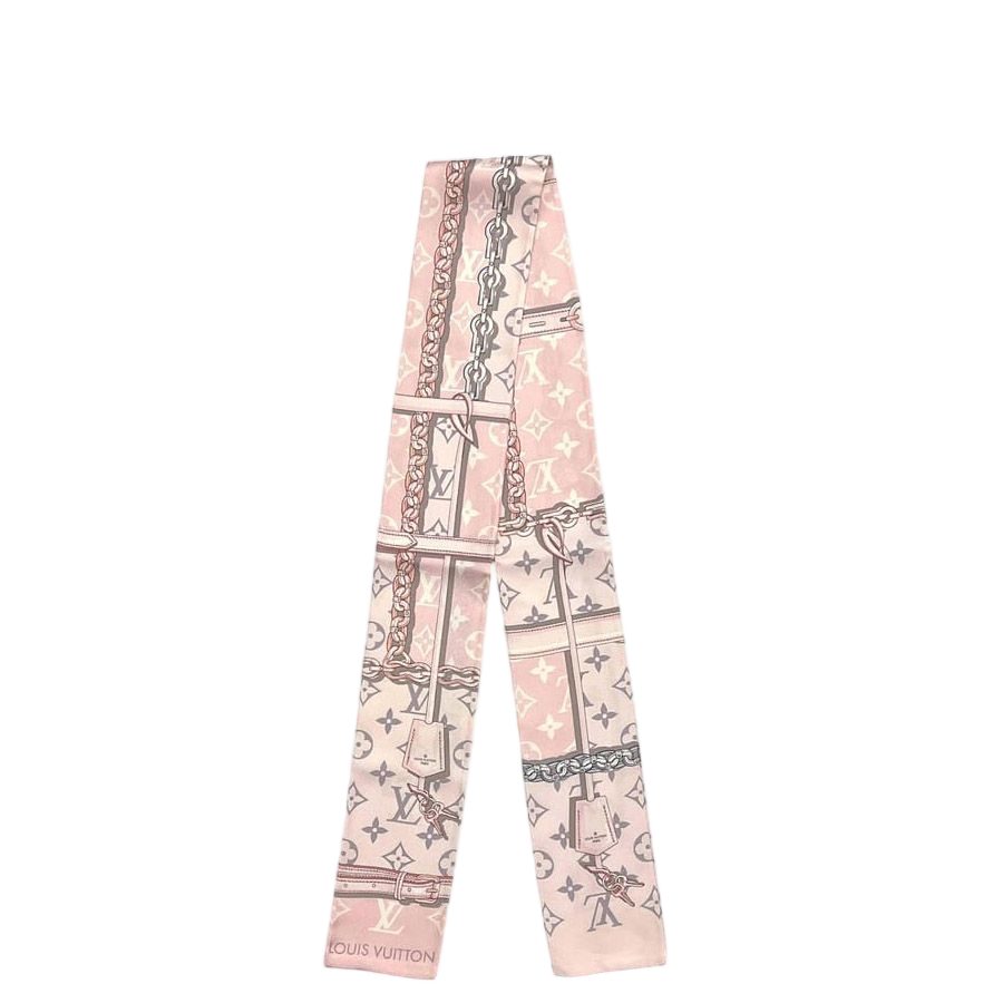 Louis Vuitton Ribbon Scarf Bandeau Confidential Light Pink Already Cleaned Silk