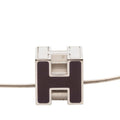Hermes Cage de Ash Cube Necklace Silver Purple Metal Enamel