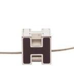 Hermes Cage de Ash Cube Necklace Silver Purple Metal Enamel
