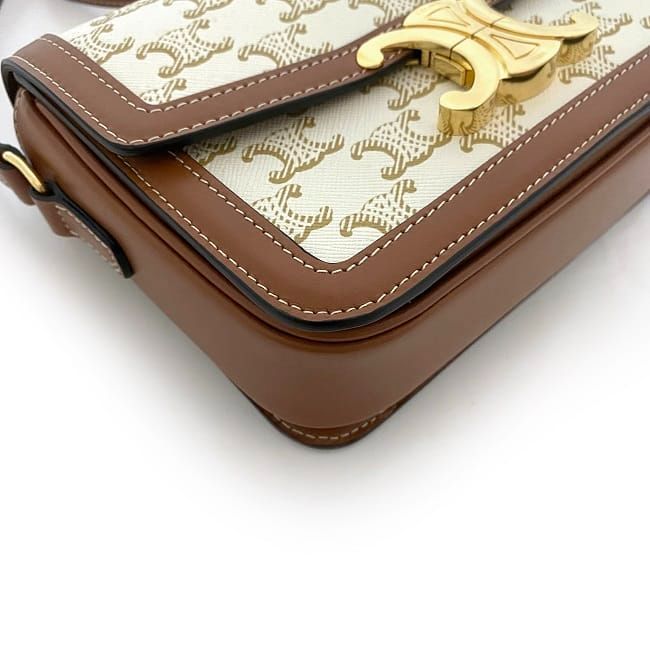 Celine Shoulder Bag White Brown Triomphe — view 7
