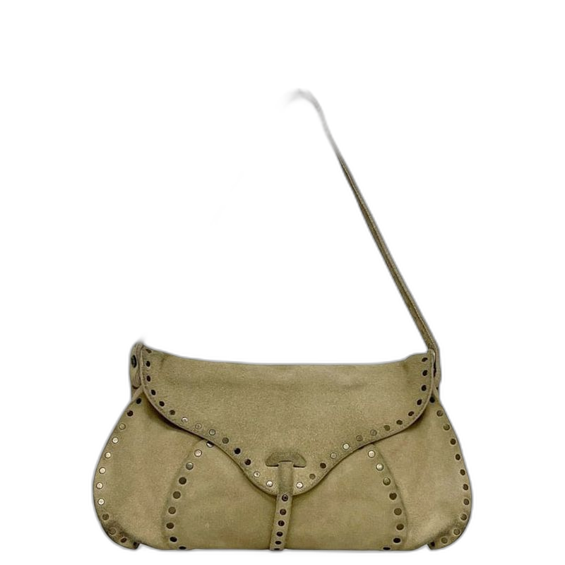 Celine Shoulder Bag Beige Suede Leather