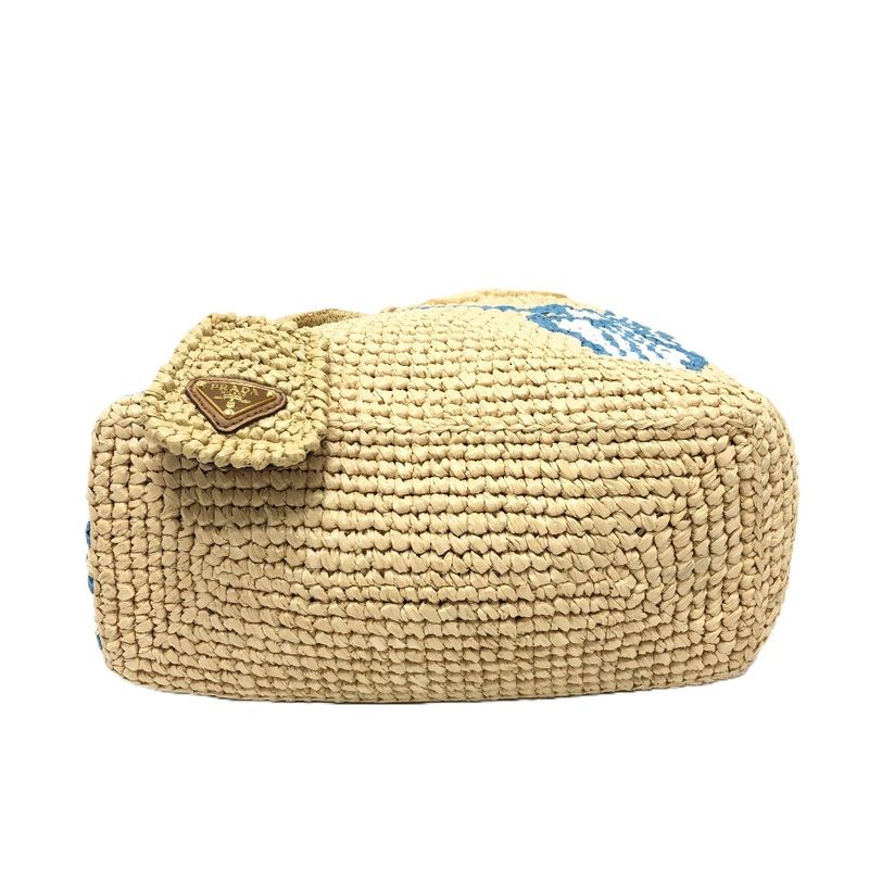 Prada Handbag Logo St Barth's Island Limited Edition 1 Bg454 Raffia Beige — view 3