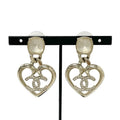 Chanel Earrings Gold Coco Mark Rhinestone Bijou Heart