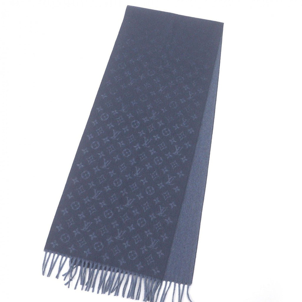 Louis Vuitton Made Scarf, Monogram Gradient Cashmere Wool Blue Marine — view 4
