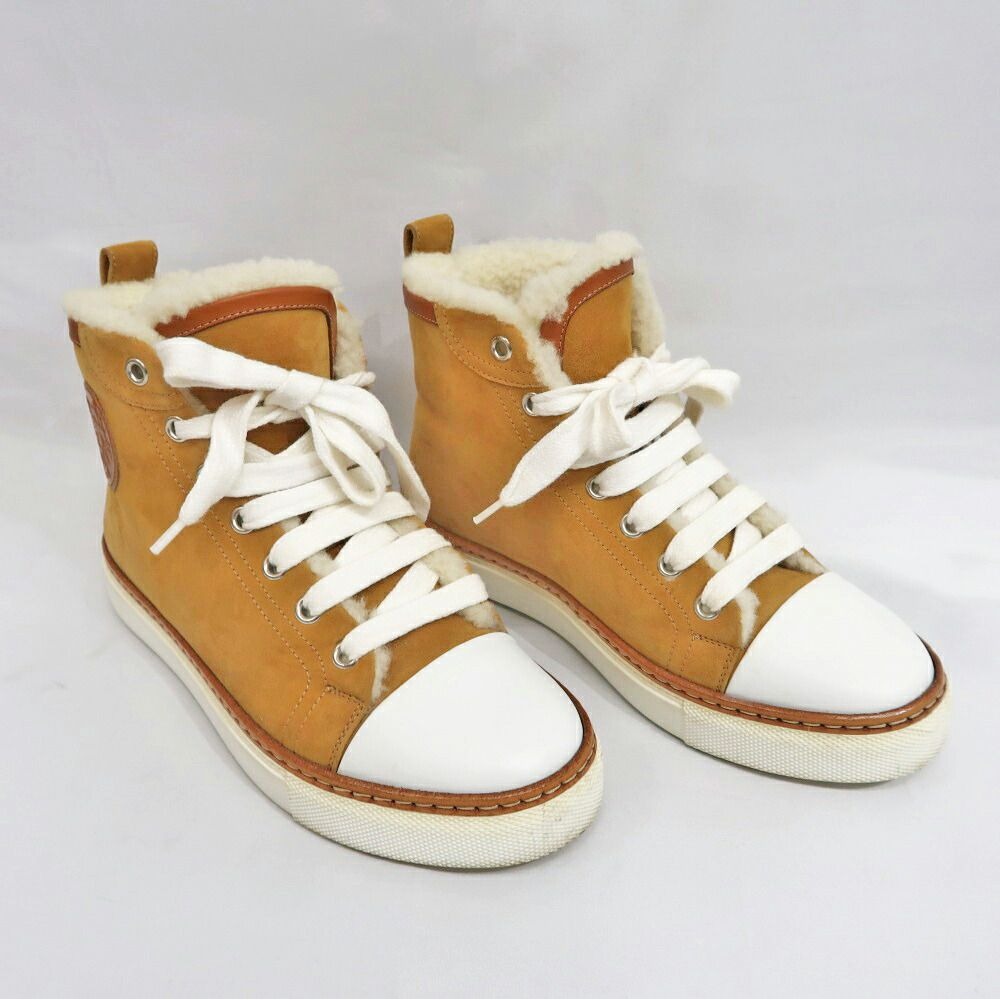 Hermes Jimi High Cut Sneakers 35.5 Mouton Camel — view 2