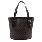 Celine Macadam Tote Black Brown Leather Gold Vintage