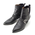 Hermes Leather Belted Knit Contrast Pointed Toe Side Zip Short Boots