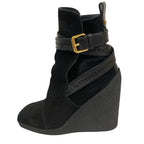 Louis Vuitton Wedge Sole Belt Design Suede Boots 34.5