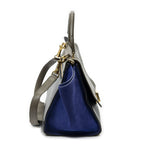 Celine Small Tricolor Trapeze Black Blue Brown Calfskin Leather — view 4